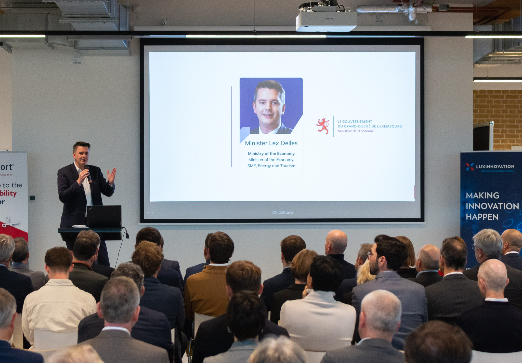 Minister of Economy Lex Delles highlighted the importance of the incubator in Luxembourg’s innovation strategy (copyright : Silicon Luxembourg). 